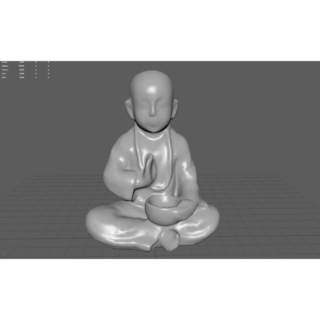 Child Buddha Statue 3D Model – Low Poly PBR Sculpture, FBX, OBJ, Blender - View 6
