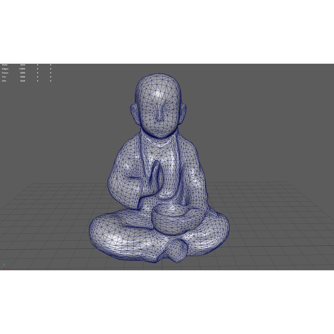 Child Buddha Statue 3D Model – Low Poly PBR Sculpture, FBX, OBJ, Blender - View 7