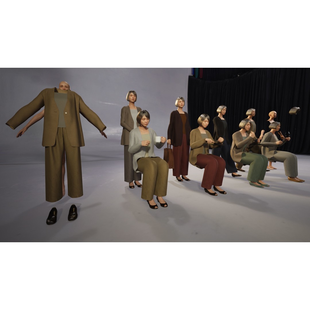 Asian Smart Casual Woman 3D Model – Low Poly Rigged Character for ArchViz - View 10