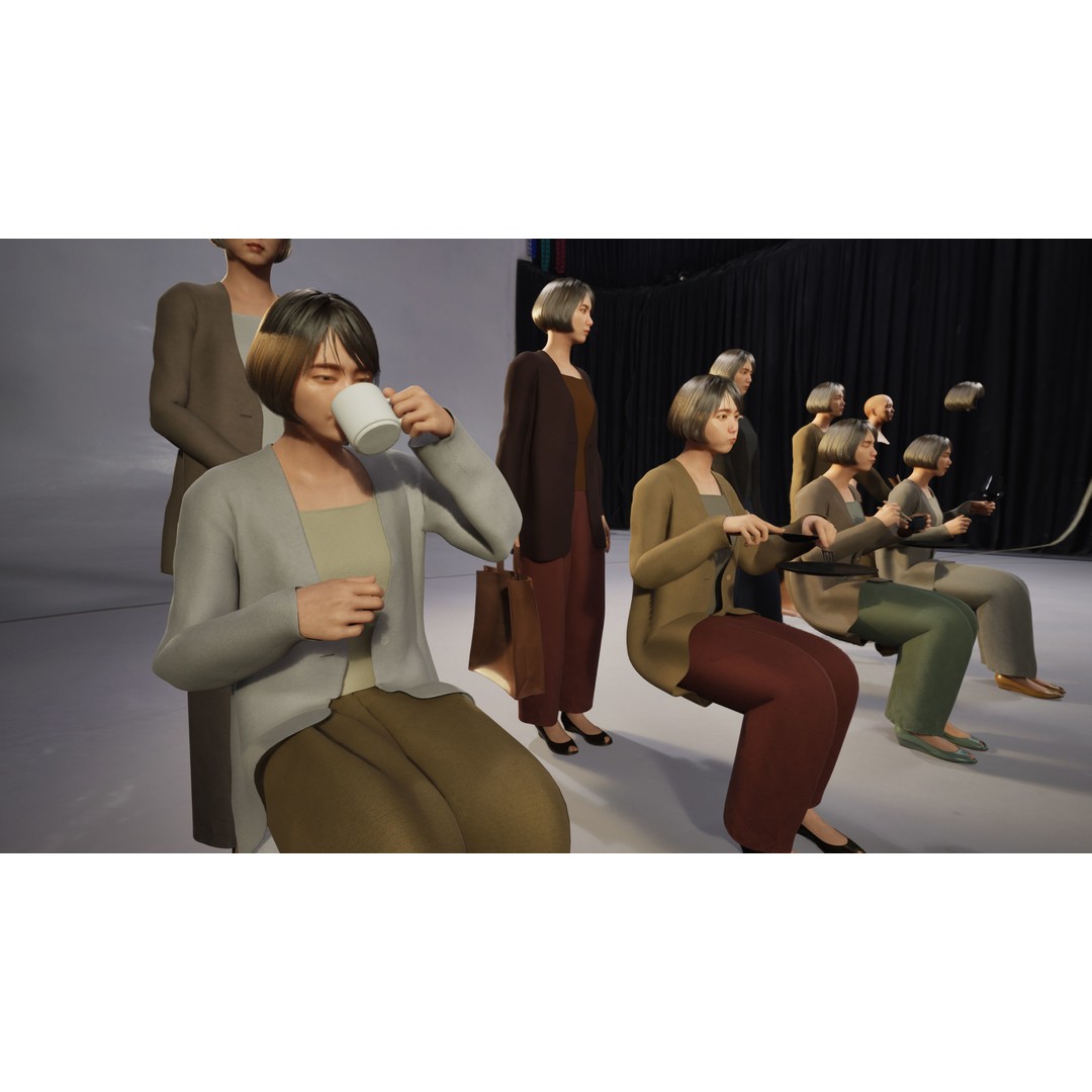 Asian Smart Casual Woman 3D Model – Low Poly Rigged Character for ArchViz - View 11