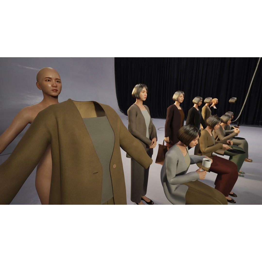 Asian Smart Casual Woman 3D Model – Low Poly Rigged Character for ArchViz - View 12