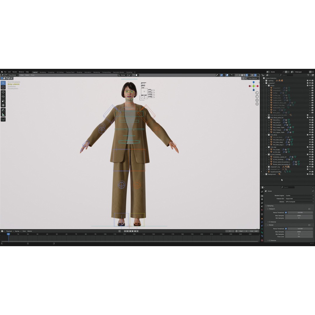 Asian Smart Casual Woman 3D Model – Low Poly Rigged Character for ArchViz - View 15