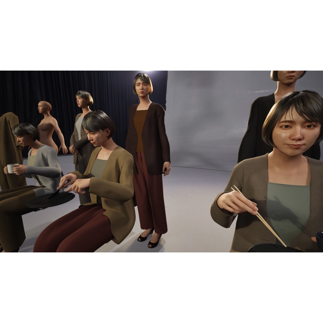 Asian Smart Casual Woman 3D Model – Low Poly Rigged Character for ArchViz - View 5