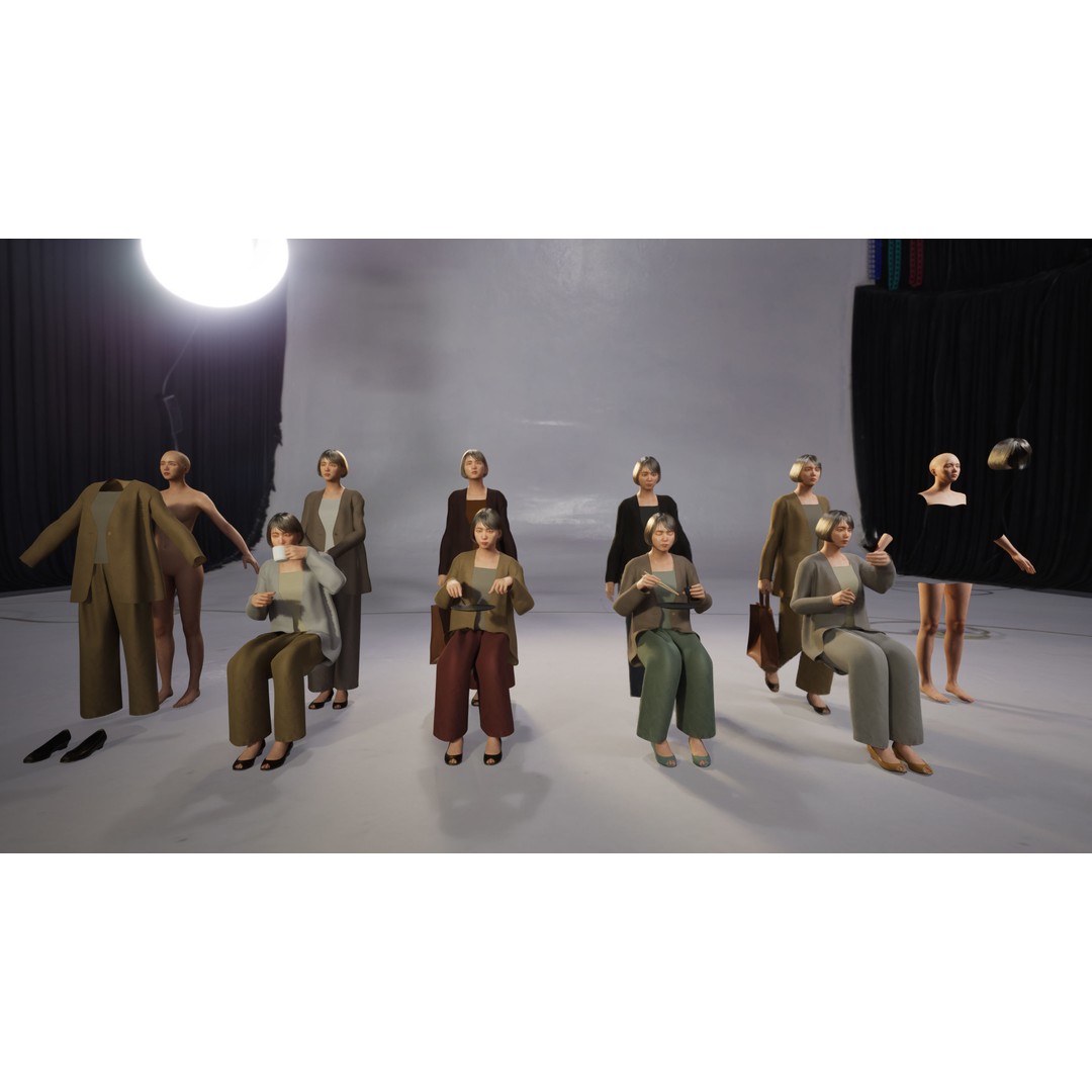 Asian Smart Casual Woman 3D Model – Low Poly Rigged Character for ArchViz - View 8