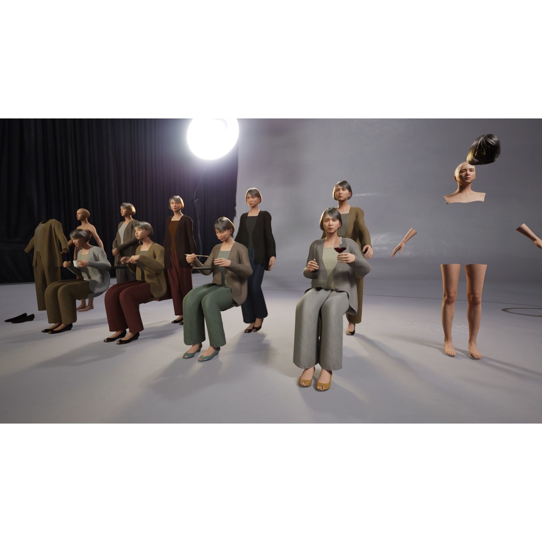 Asian Smart Casual Woman 3D Model – Low Poly Rigged Character for ArchViz - View 9