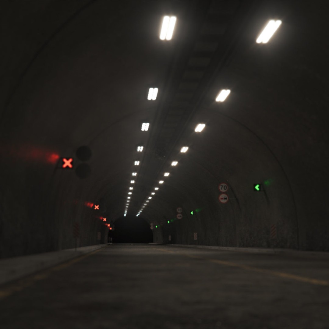 Highway Tunnel 3D Model – Low Poly PBR Asset, FBX & OBJ Formats