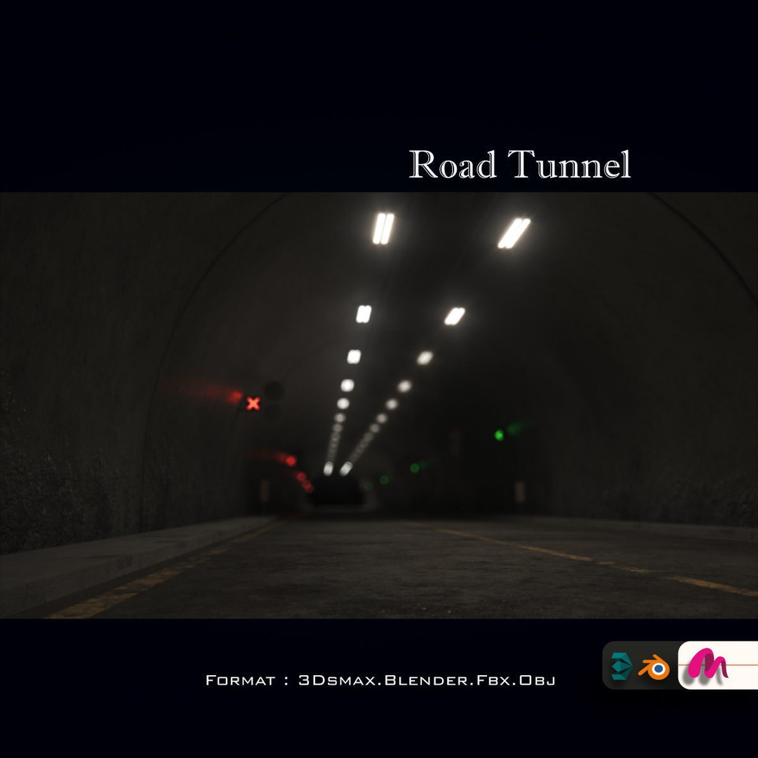 Highway Tunnel 3D Model – Low Poly PBR Asset, FBX & OBJ Formats - View 14