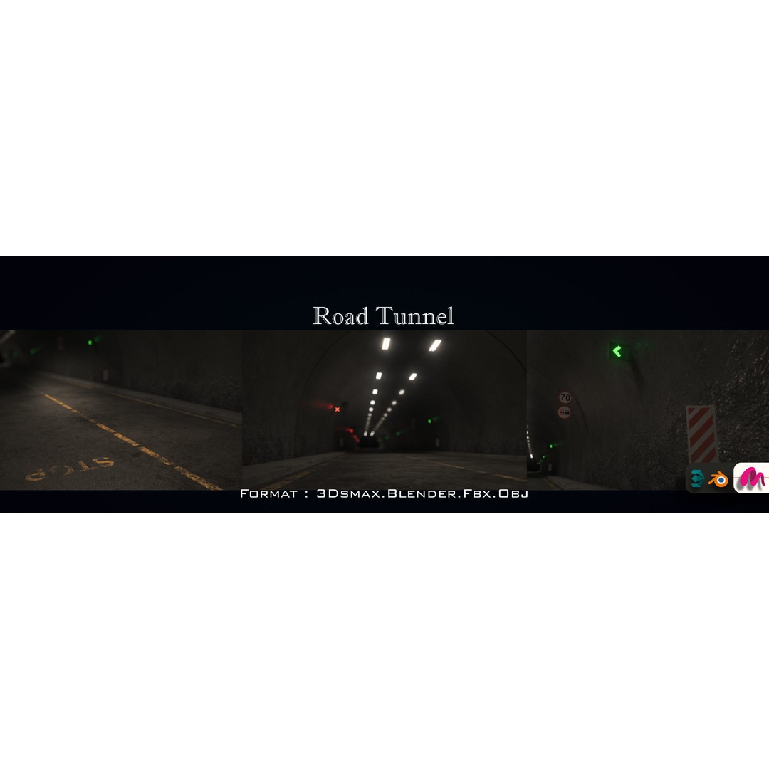 Highway Tunnel 3D Model – Low Poly PBR Asset, FBX & OBJ Formats - View 15