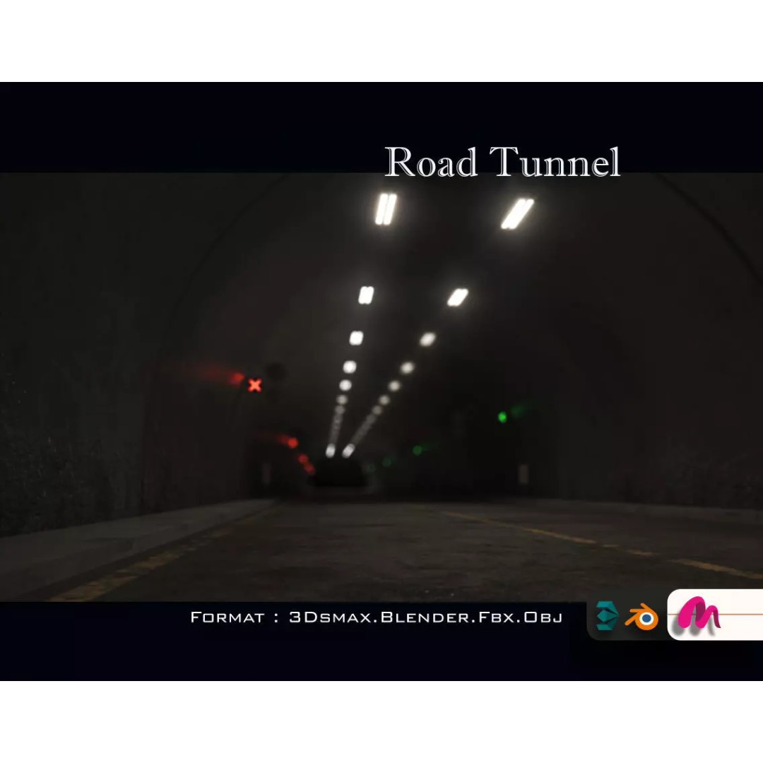 Highway Tunnel 3D Model – Low Poly PBR Asset, FBX & OBJ Formats - View 2