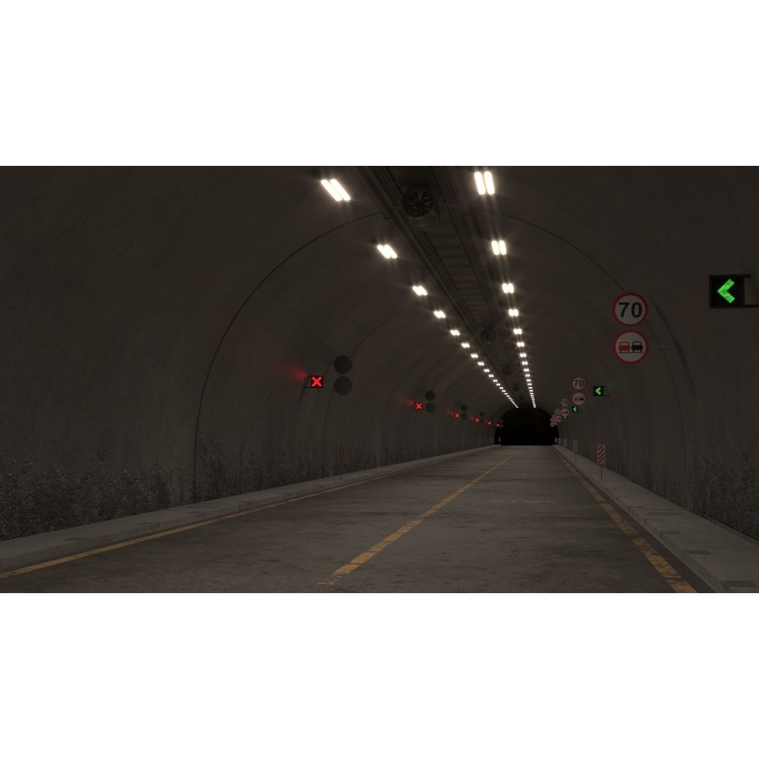 Highway Tunnel 3D Model – Low Poly PBR Asset, FBX & OBJ Formats - View 5