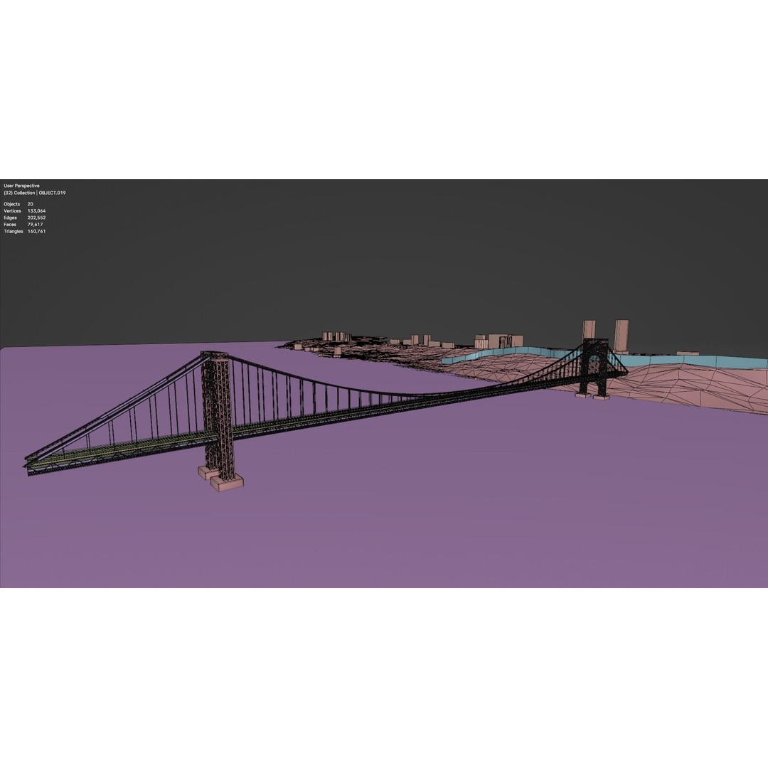 George Washington Bridge 3D Model – Low Poly Architectural Asset, FBX - View 10