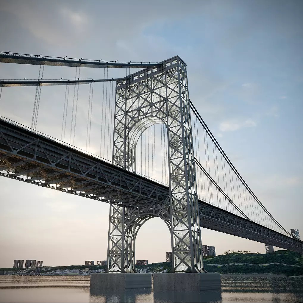 George Washington Bridge 3D Model – Low Poly Architectural Asset, FBX - View 2