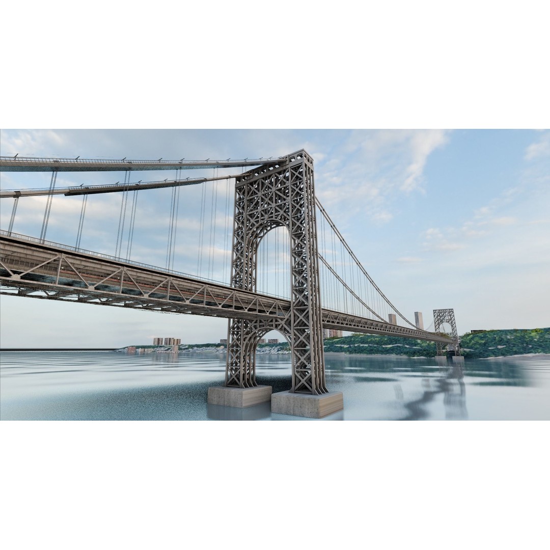 George Washington Bridge 3D Model – Low Poly Architectural Asset, FBX - View 3
