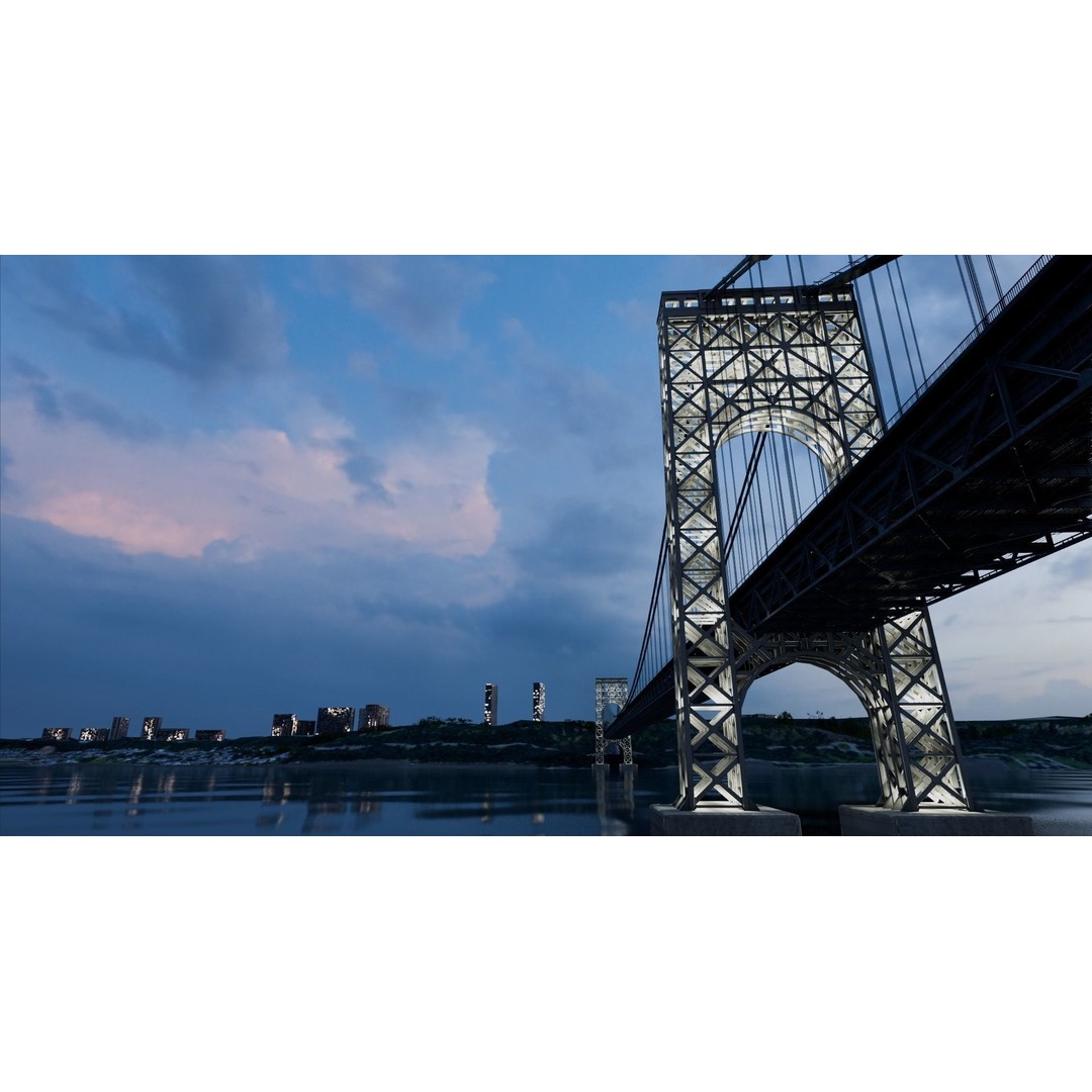 George Washington Bridge 3D Model – Low Poly Architectural Asset, FBX - View 5