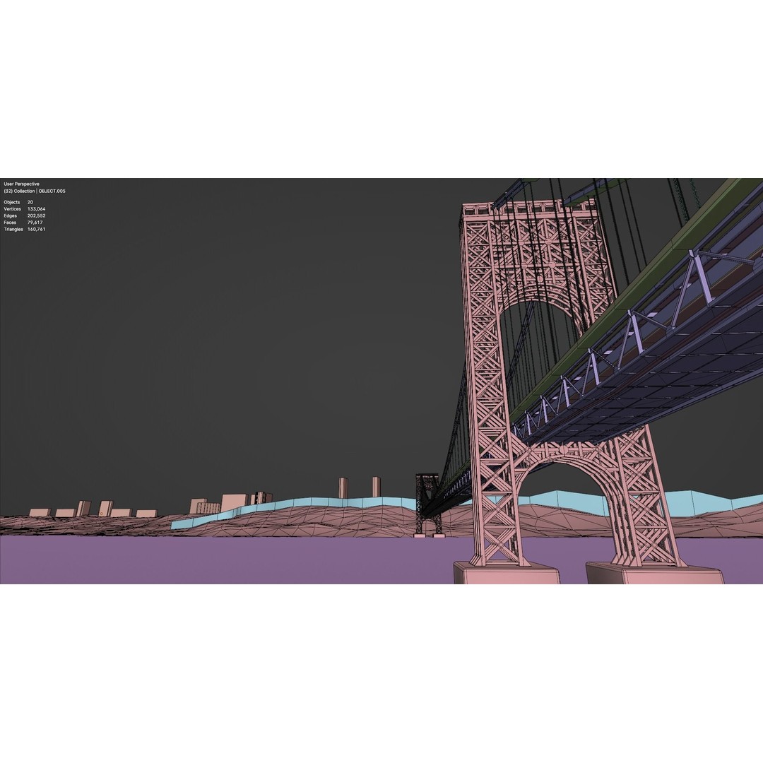 George Washington Bridge 3D Model – Low Poly Architectural Asset, FBX - View 6