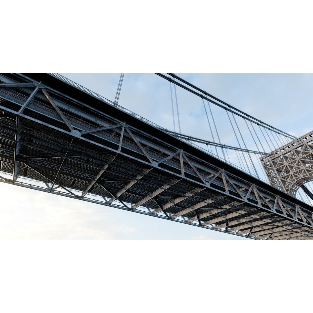 George Washington Bridge 3D Model – Low Poly Architectural Asset, FBX - View 7