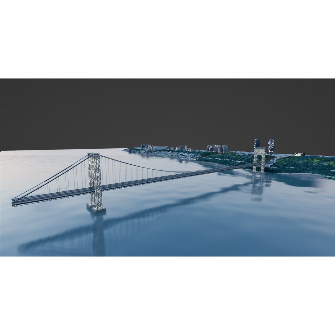 George Washington Bridge 3D Model – Low Poly Architectural Asset, FBX - View 9