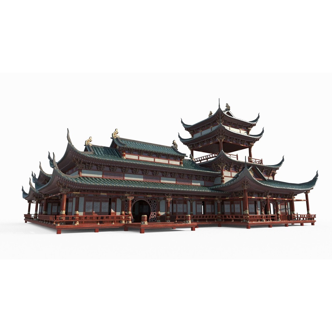 Ancient Wooden House 3D Model – Low Poly Architectural Asset, FBX - View 3