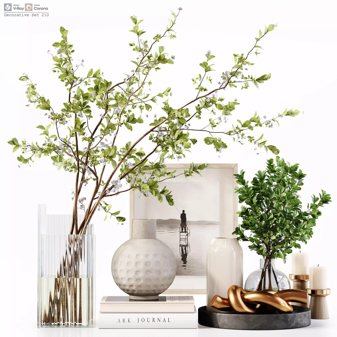 Decorative Set 210 3D Model – Low Poly Collection for Interior Decor - View 2