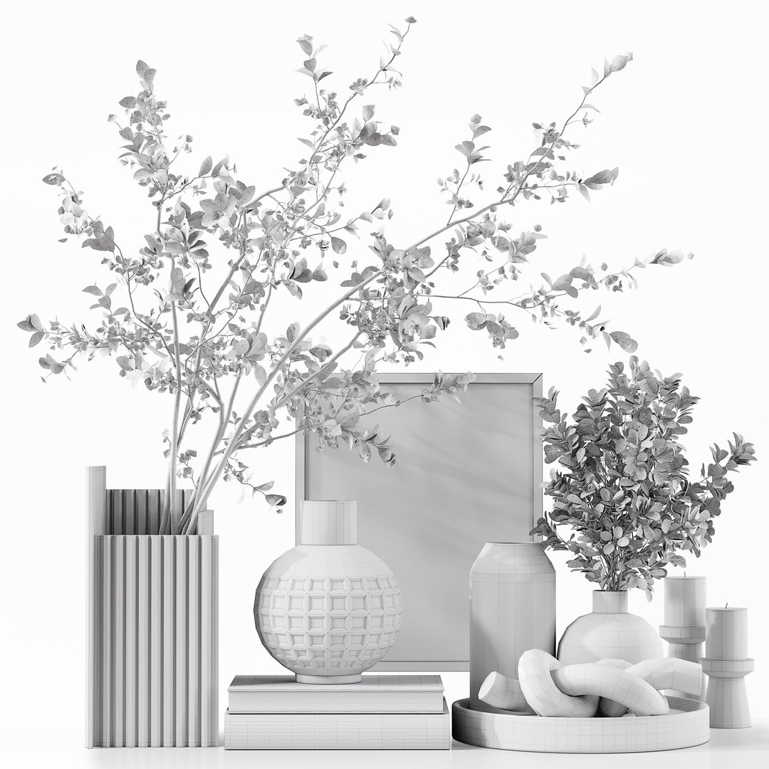 Decorative Set 210 3D Model – Low Poly Collection for Interior Decor - View 6