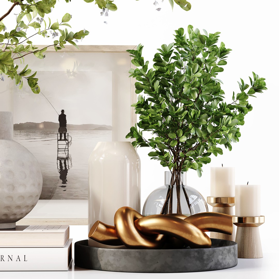 Decorative Set 210 3D Model – Low Poly Collection for Interior Decor - View 7