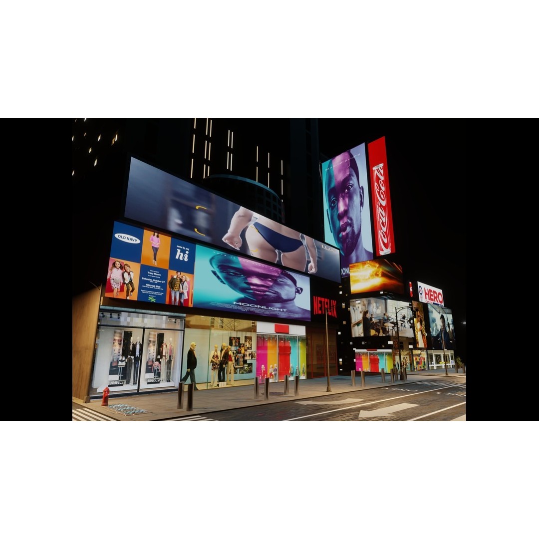 Times Square 3D Model – Detailed Urban Scene with PBR Textures - View 21