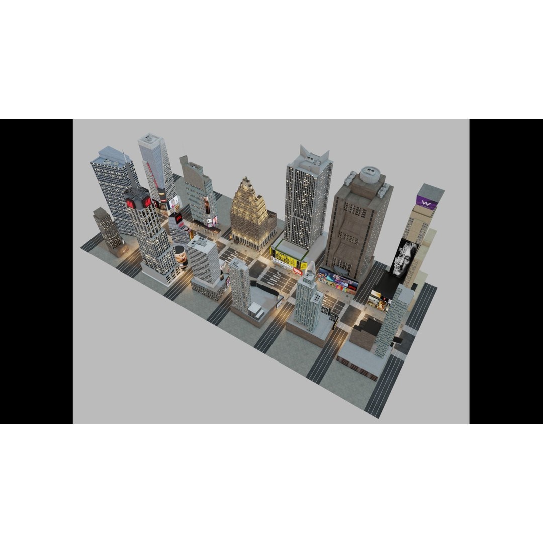 Times Square 3D Model – Detailed Urban Scene with PBR Textures - View 9