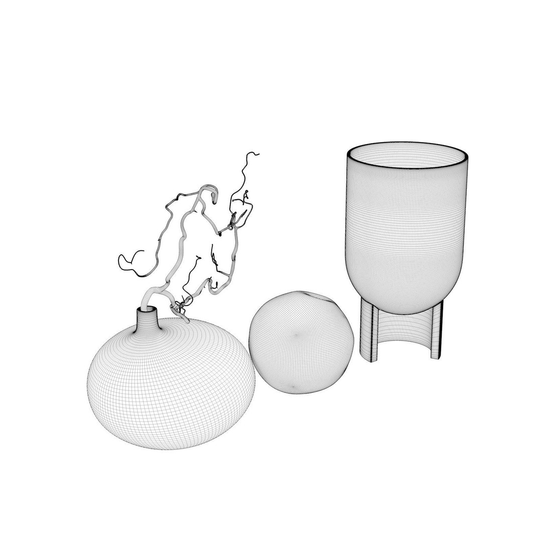 Vase Set 101 3D Model – Modern Architectural Design, FBX, OBJ