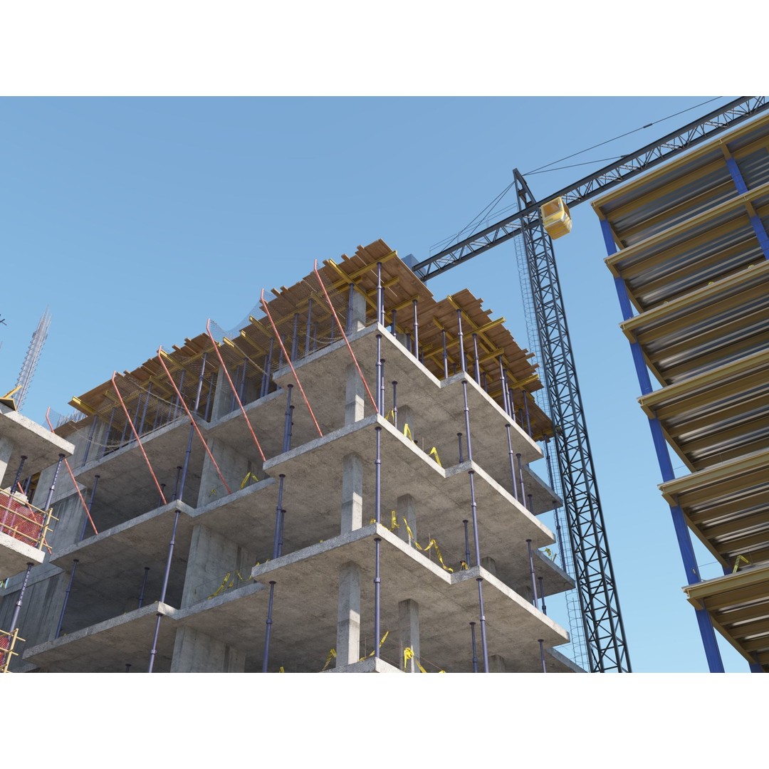 Modular Construction Site 3D Model – Low Poly Game Ready Asset, FBX