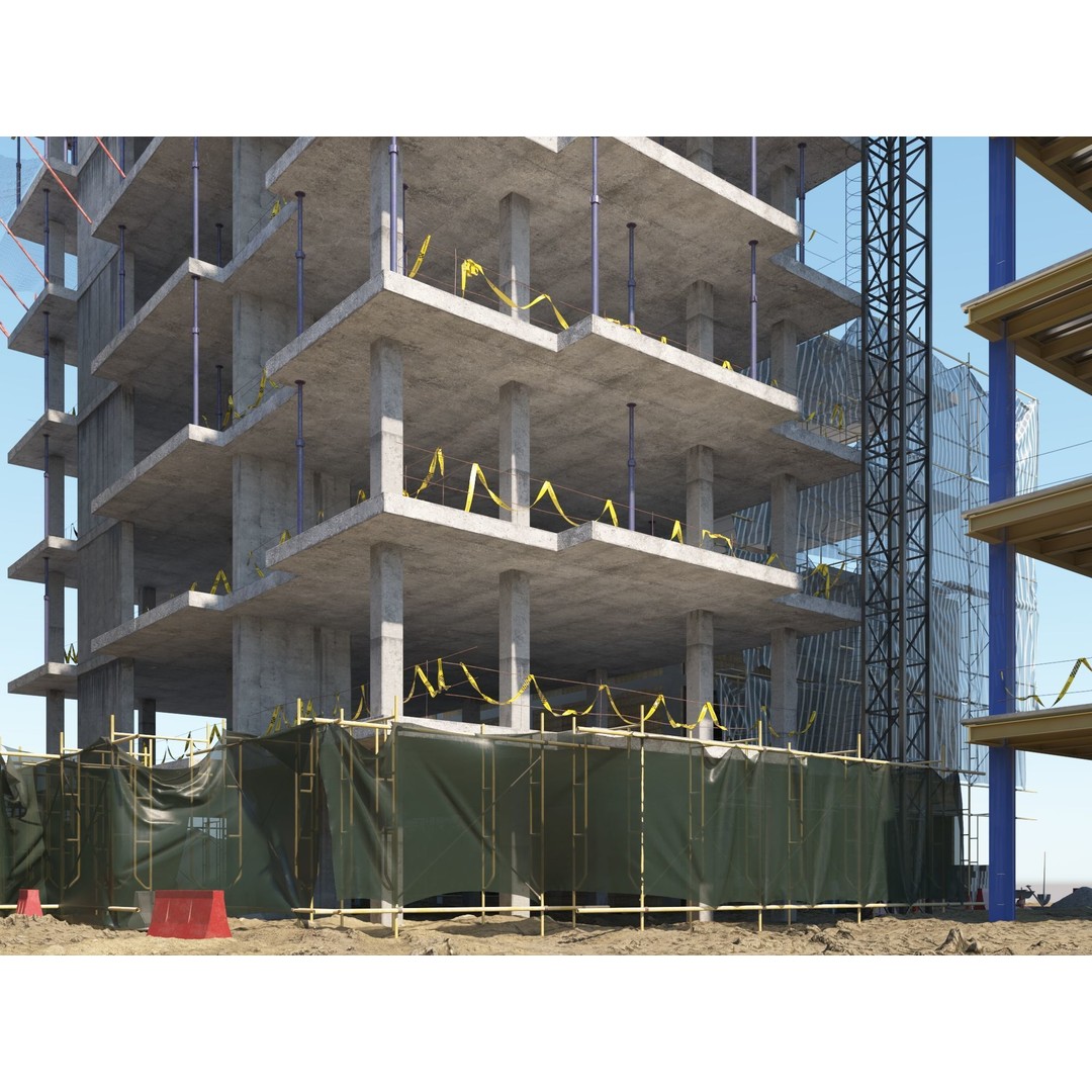 Modular Construction Site 3D Model – Low Poly Game Ready Asset, FBX - View 10