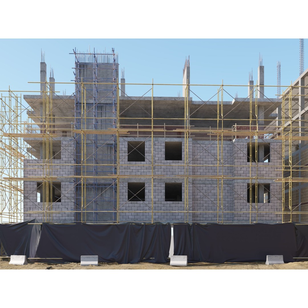 Modular Construction Site 3D Model – Low Poly Game Ready Asset, FBX - View 11