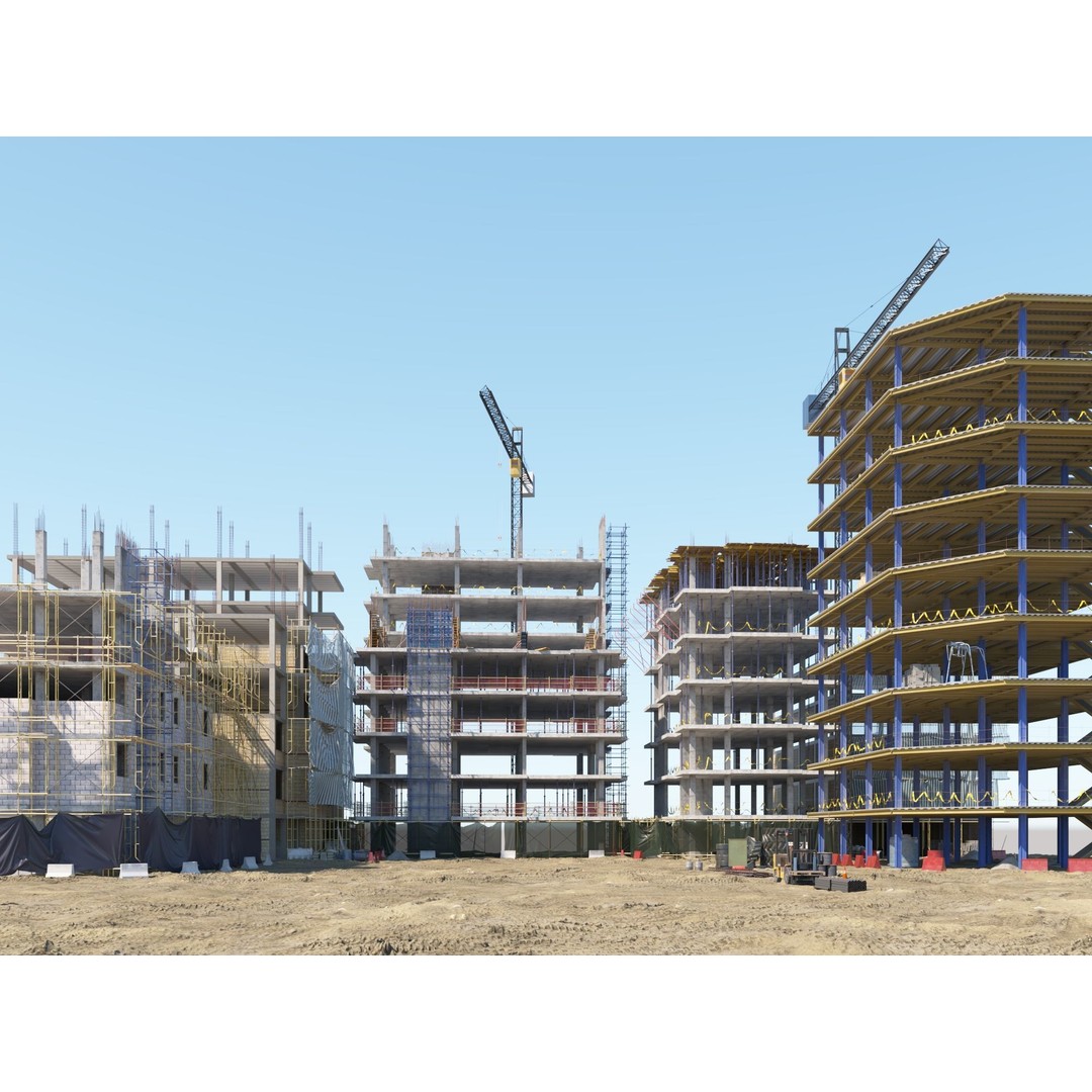 Modular Construction Site 3D Model – Low Poly Game Ready Asset, FBX - View 5