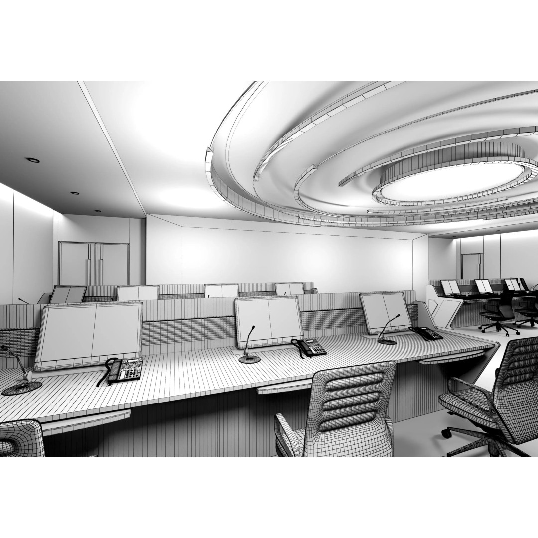 Control Room 3D Model – Low Poly Architectural Asset, FBX & OBJ