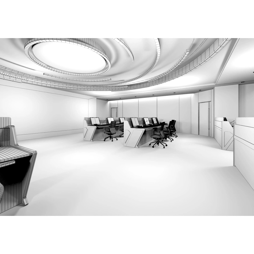 Control Room 3D Model – Low Poly Architectural Asset, FBX & OBJ - View 15