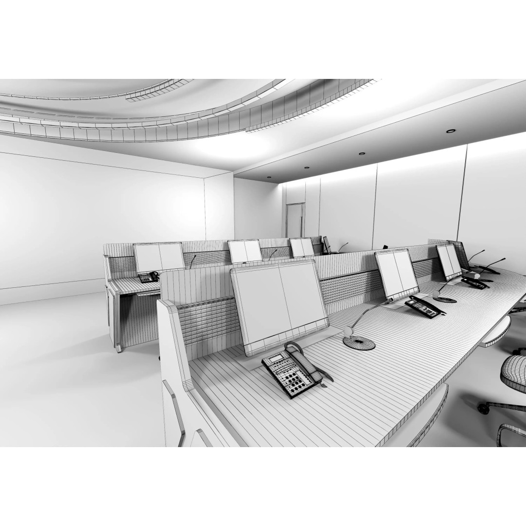 Control Room 3D Model – Low Poly Architectural Asset, FBX & OBJ - View 18