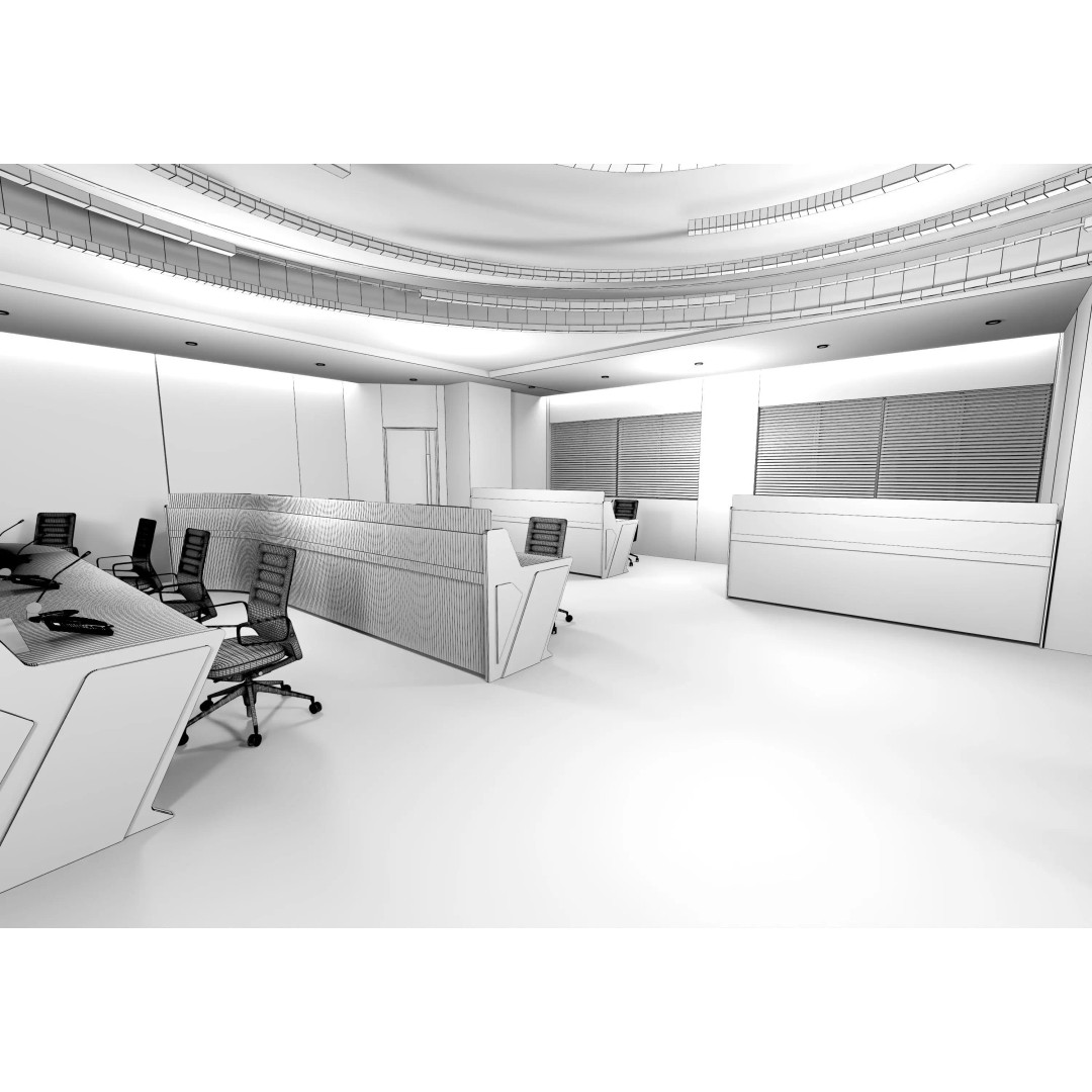 Control Room 3D Model – Low Poly Architectural Asset, FBX & OBJ - View 21