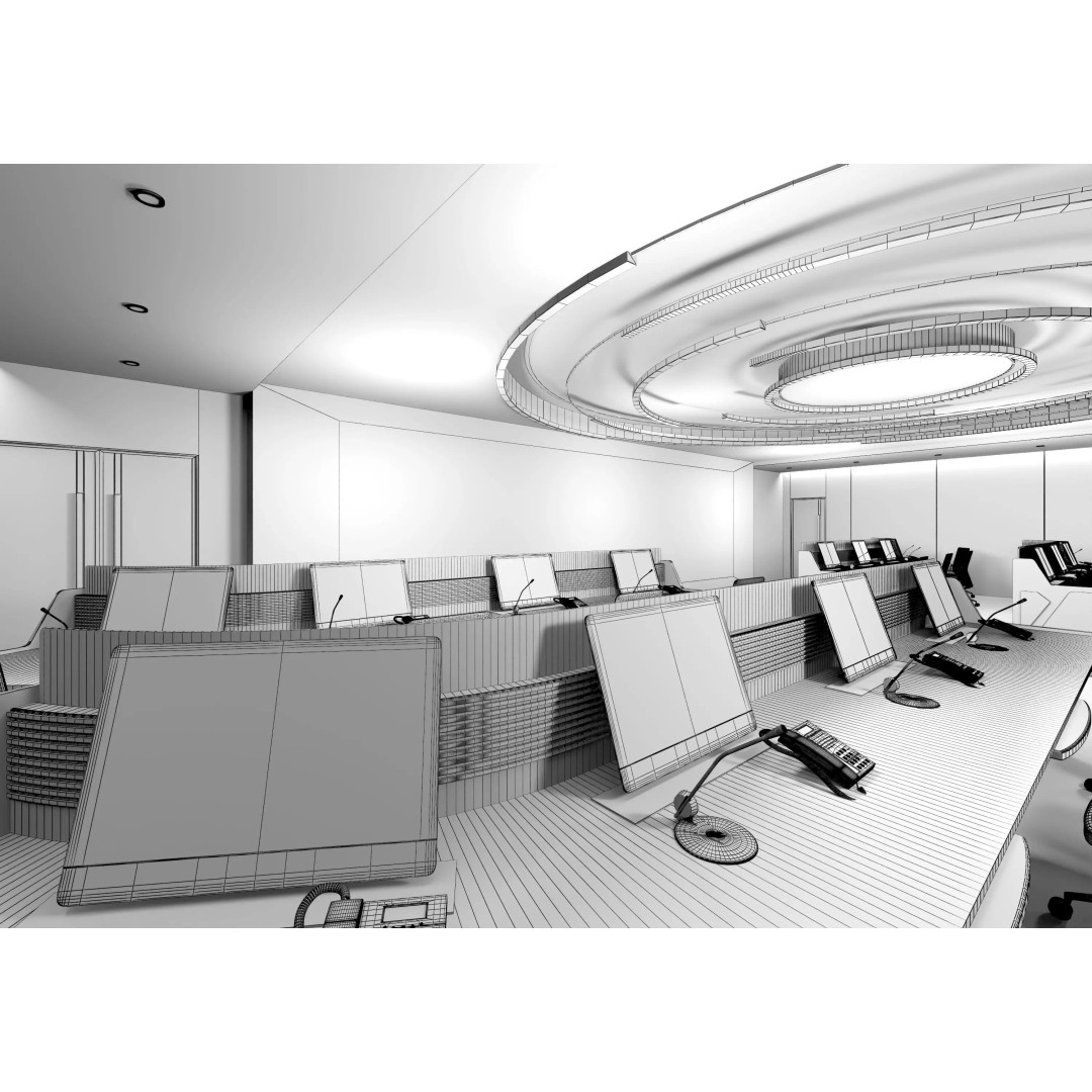 Control Room 3D Model – Low Poly Architectural Asset, FBX & OBJ - View 22