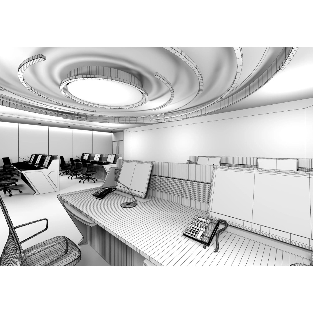 Control Room 3D Model – Low Poly Architectural Asset, FBX & OBJ - View 23