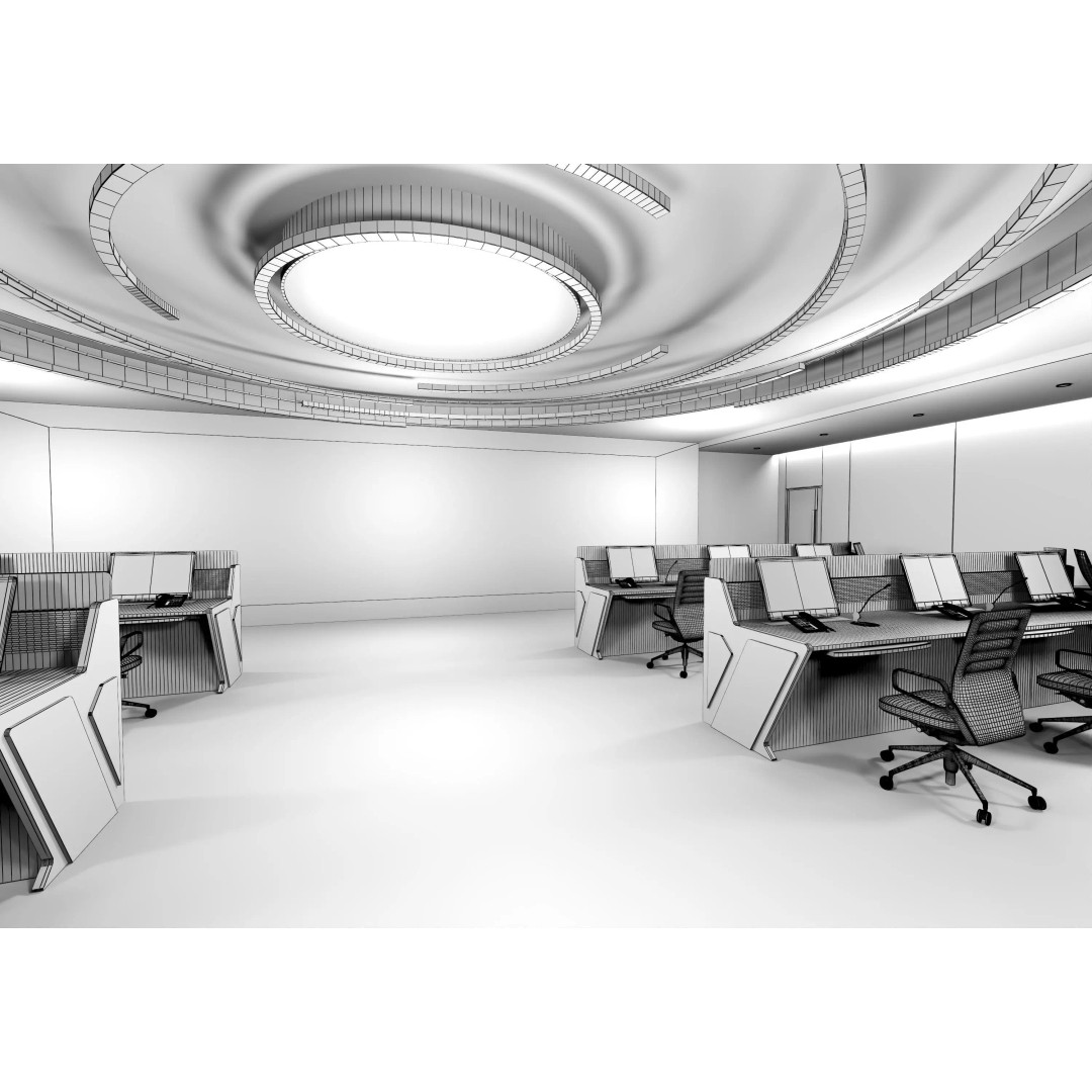 Control Room 3D Model – Low Poly Architectural Asset, FBX & OBJ - View 24