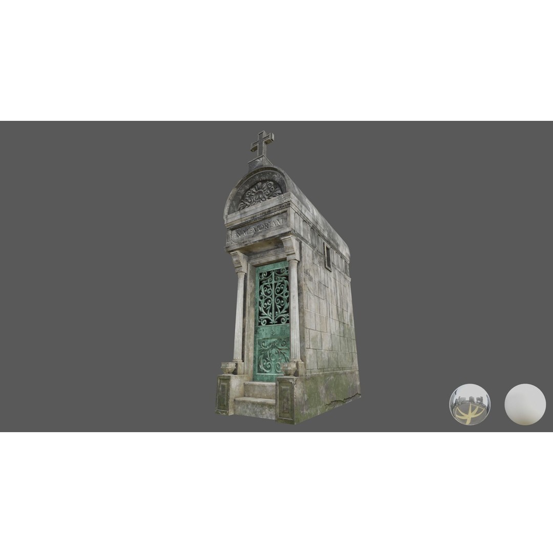 Cemetery Mausoleum 3D Model – Low Poly Game Ready Asset, FBX & OBJ - View 10