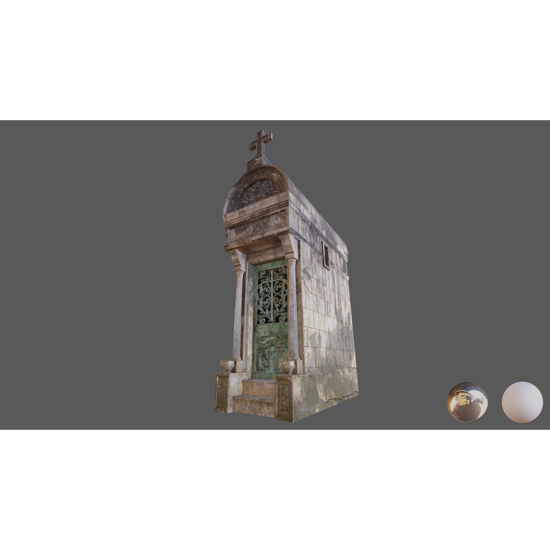 Cemetery Mausoleum 3D Model – Low Poly Game Ready Asset, FBX & OBJ - View 11