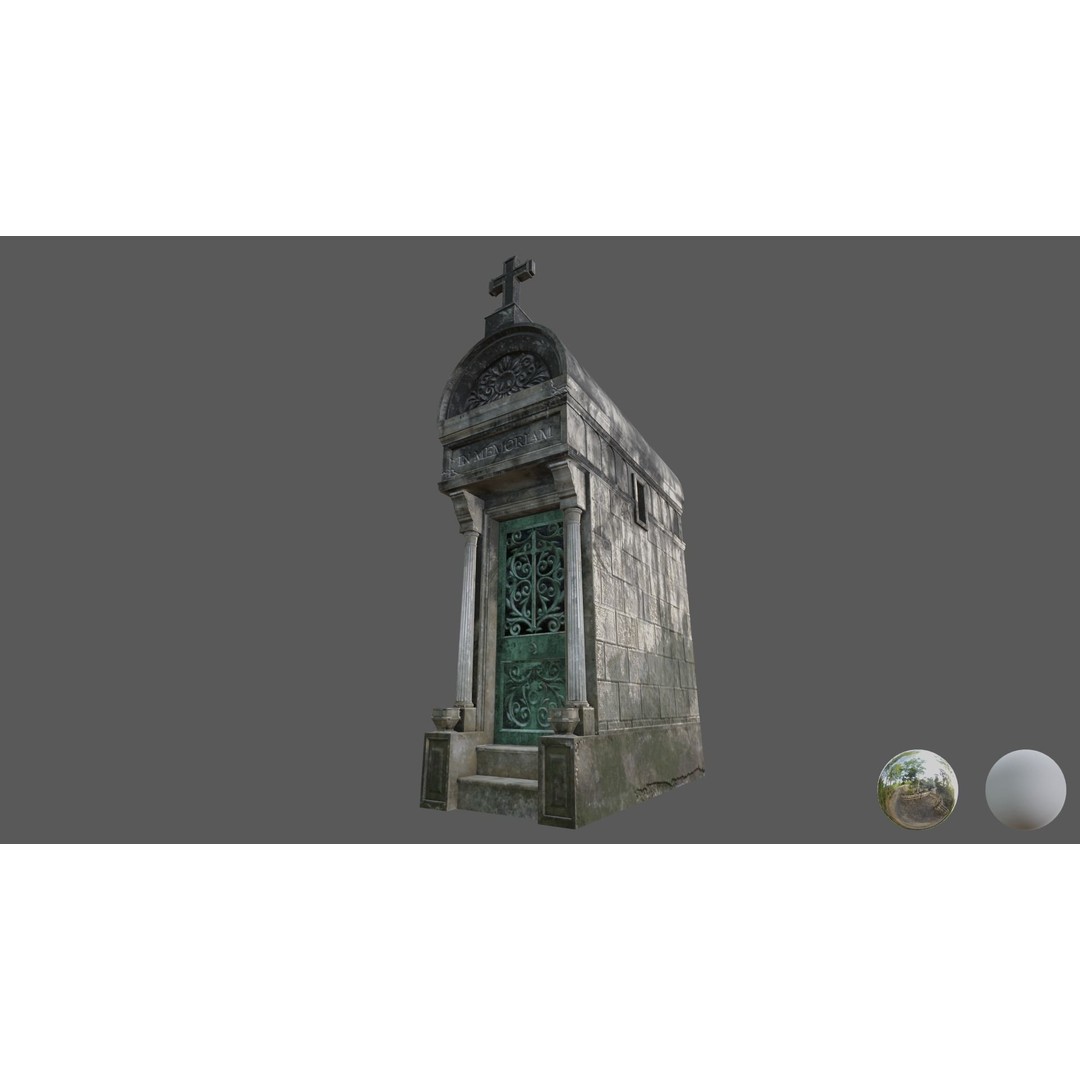 Cemetery Mausoleum 3D Model – Low Poly Game Ready Asset, FBX & OBJ - View 12