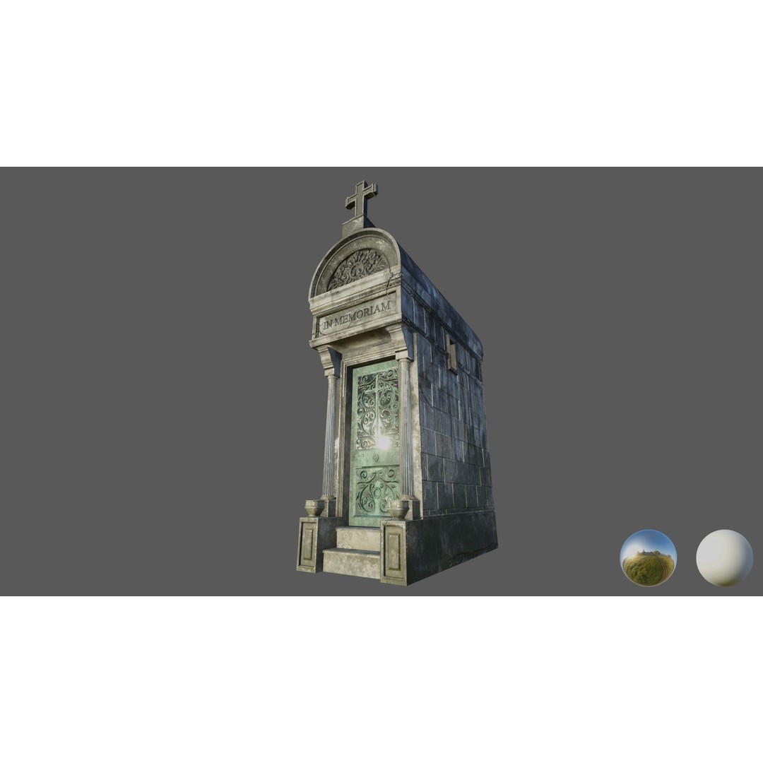 Cemetery Mausoleum 3D Model – Low Poly Game Ready Asset, FBX & OBJ - View 13