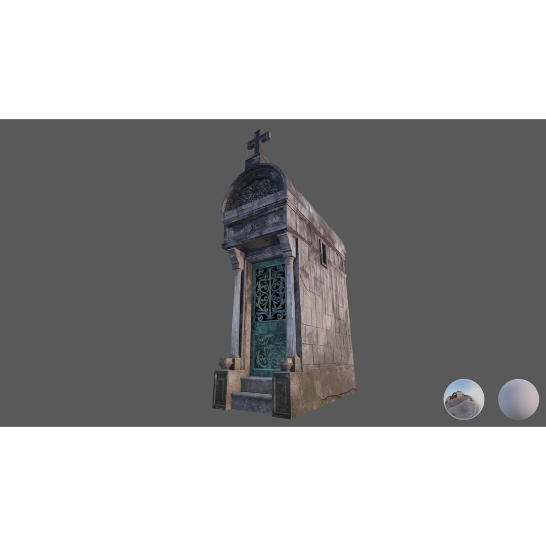 Cemetery Mausoleum 3D Model – Low Poly Game Ready Asset, FBX & OBJ - View 14