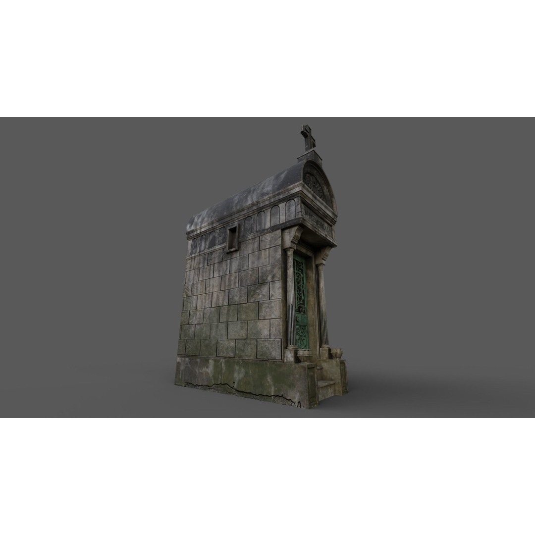 Cemetery Mausoleum 3D Model – Low Poly Game Ready Asset, FBX & OBJ - View 17
