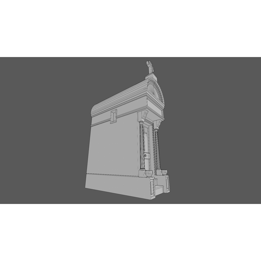 Cemetery Mausoleum 3D Model – Low Poly Game Ready Asset, FBX & OBJ - View 18