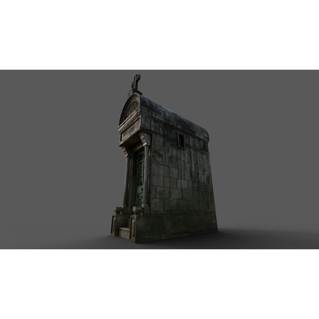 Cemetery Mausoleum 3D Model – Low Poly Game Ready Asset, FBX & OBJ - View 19