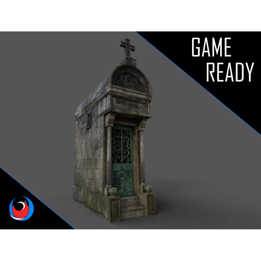 Cemetery Mausoleum 3D Model – Low Poly Game Ready Asset, FBX & OBJ - View 2