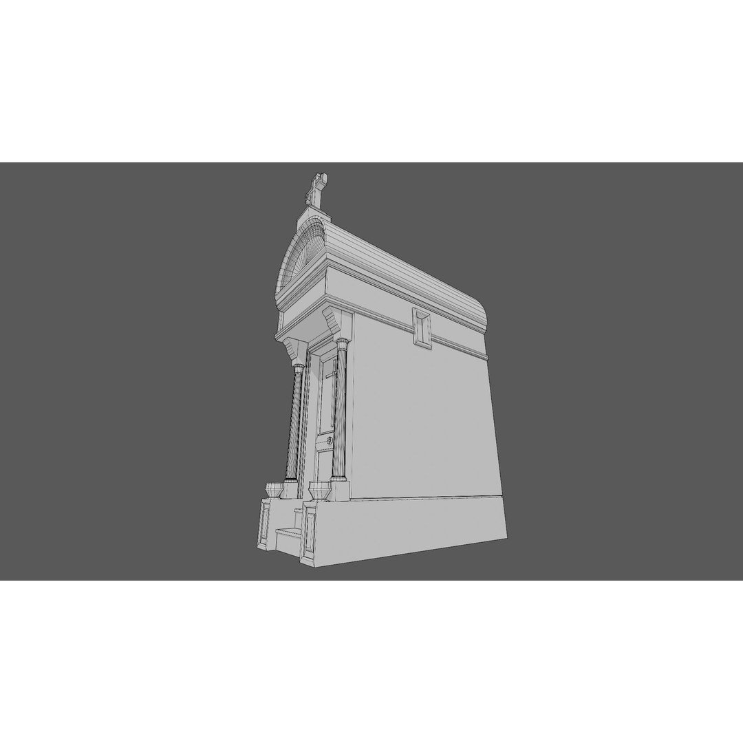 Cemetery Mausoleum 3D Model – Low Poly Game Ready Asset, FBX & OBJ - View 20