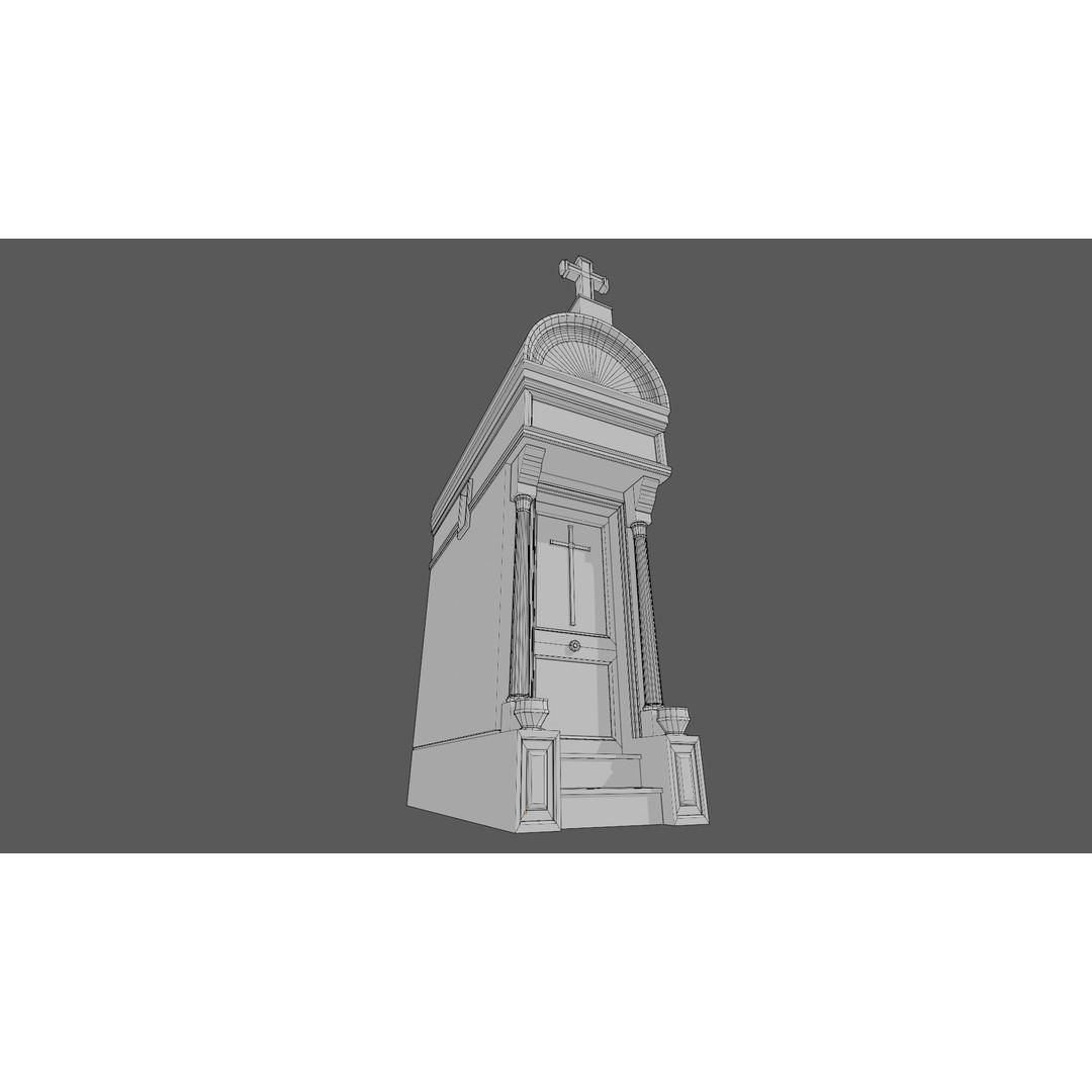 Cemetery Mausoleum 3D Model – Low Poly Game Ready Asset, FBX & OBJ - View 5